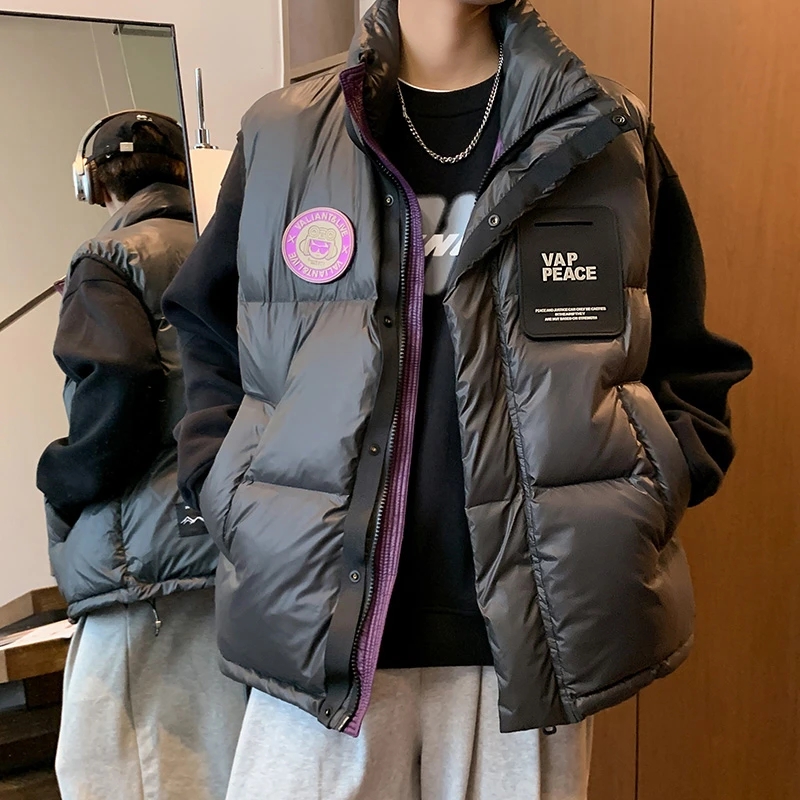 美式高街羽绒服马甲立领坎肩外套