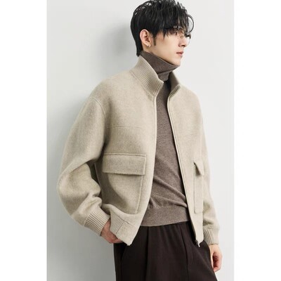 100％全羊毛工装立领双面呢夹克