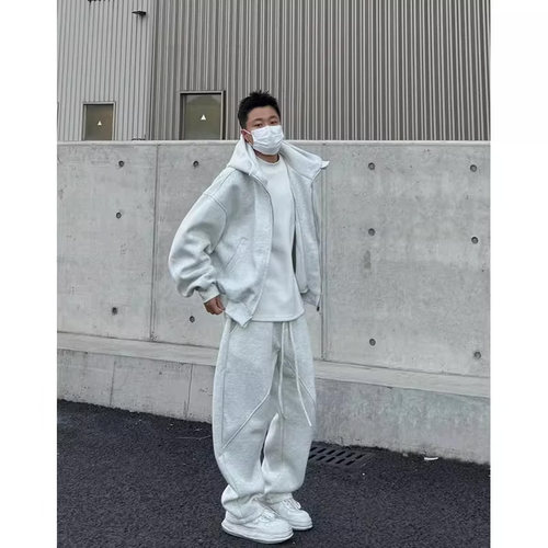 秋冬重磅连帽卫衣运动套装男