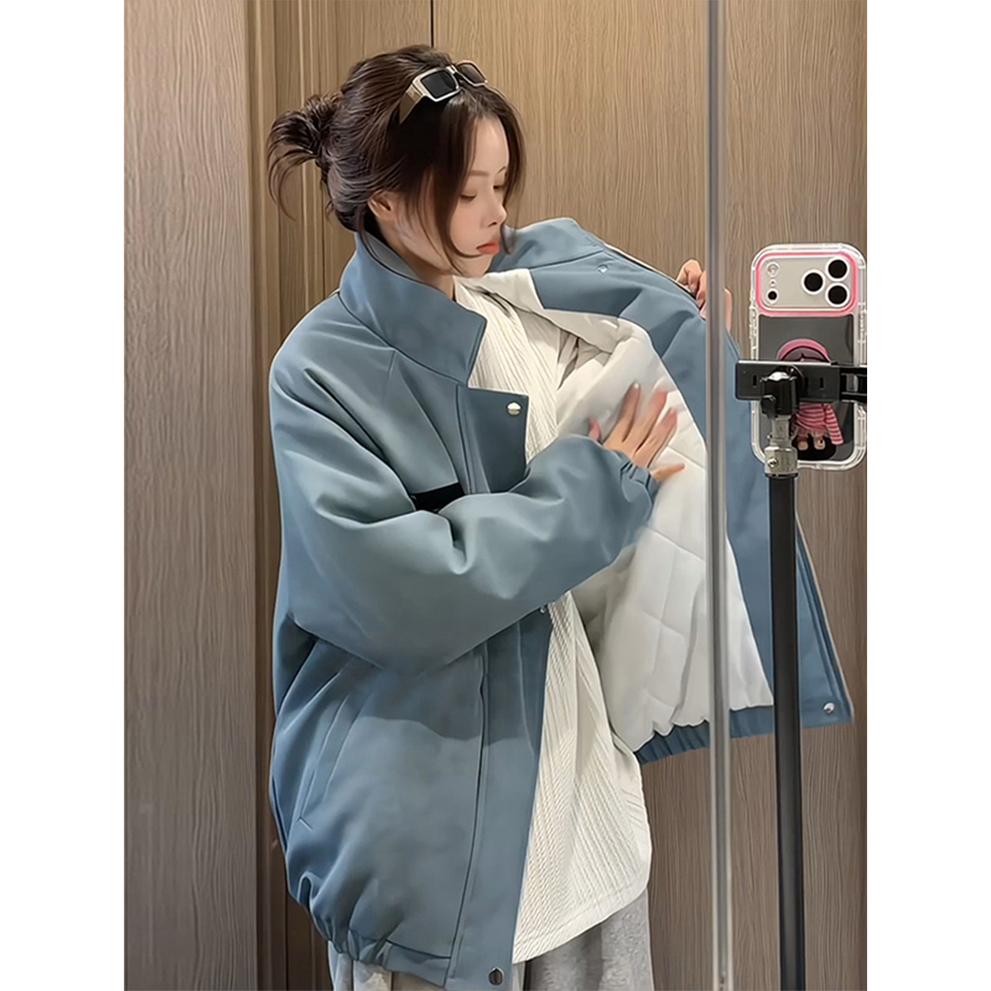 雾霾兰扎染皮衣夹克棉服男冬季