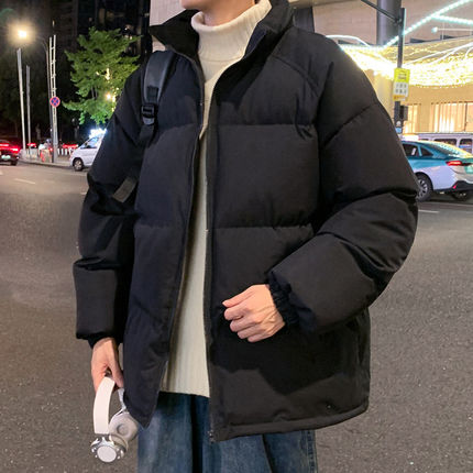 秋冬季短款羽绒棉服男士立领无帽棉衣外套加厚保暖情侣面包服棉袄