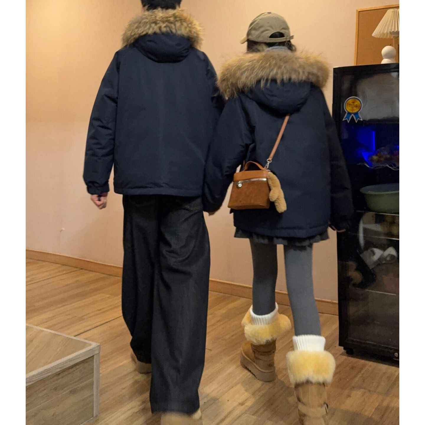 大毛领连帽羽绒棉服男冬季派克服