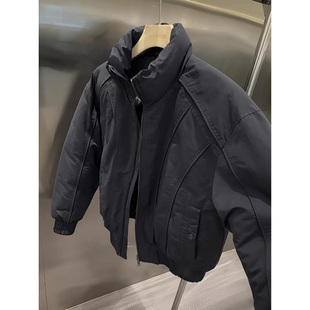 美式硬汉风cleanfit解构拼接羽绒棉服男冬季加厚保暖立领短款外套