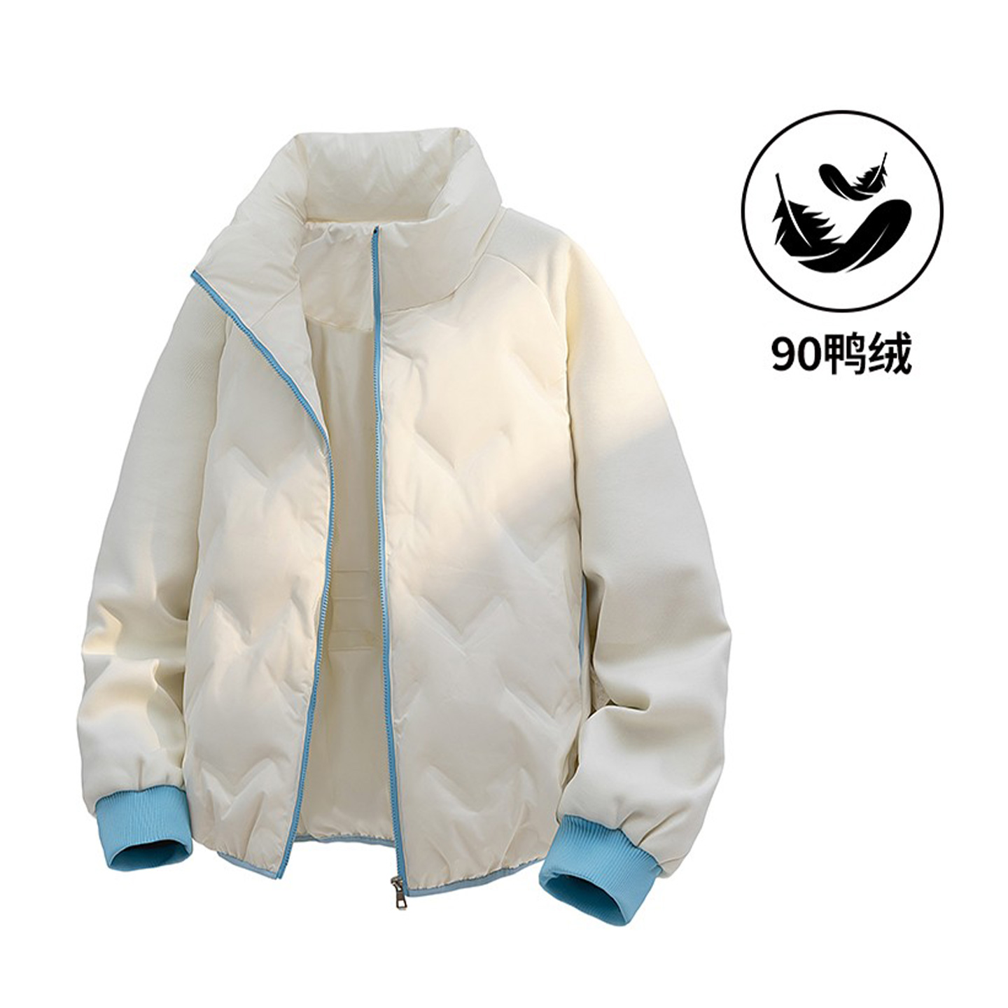 美式撞色立领羽绒服男冬季外套