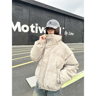 防水防风撞色加厚皮衣棉服男女款 御寒保暖PU皮棉衣外套潮 立领冬季