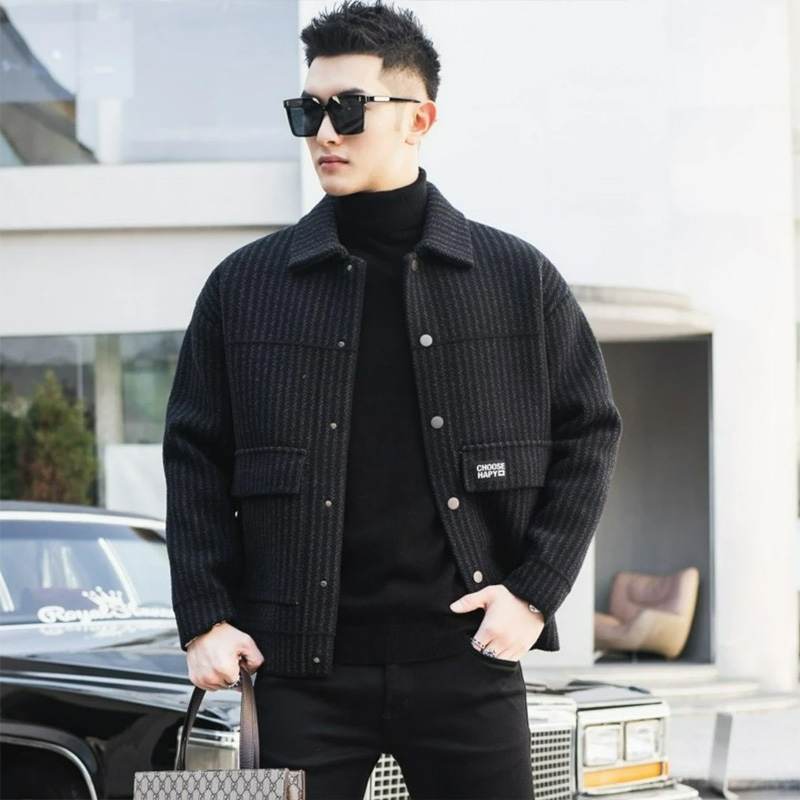 呢子外套2024新款男士短款大衣