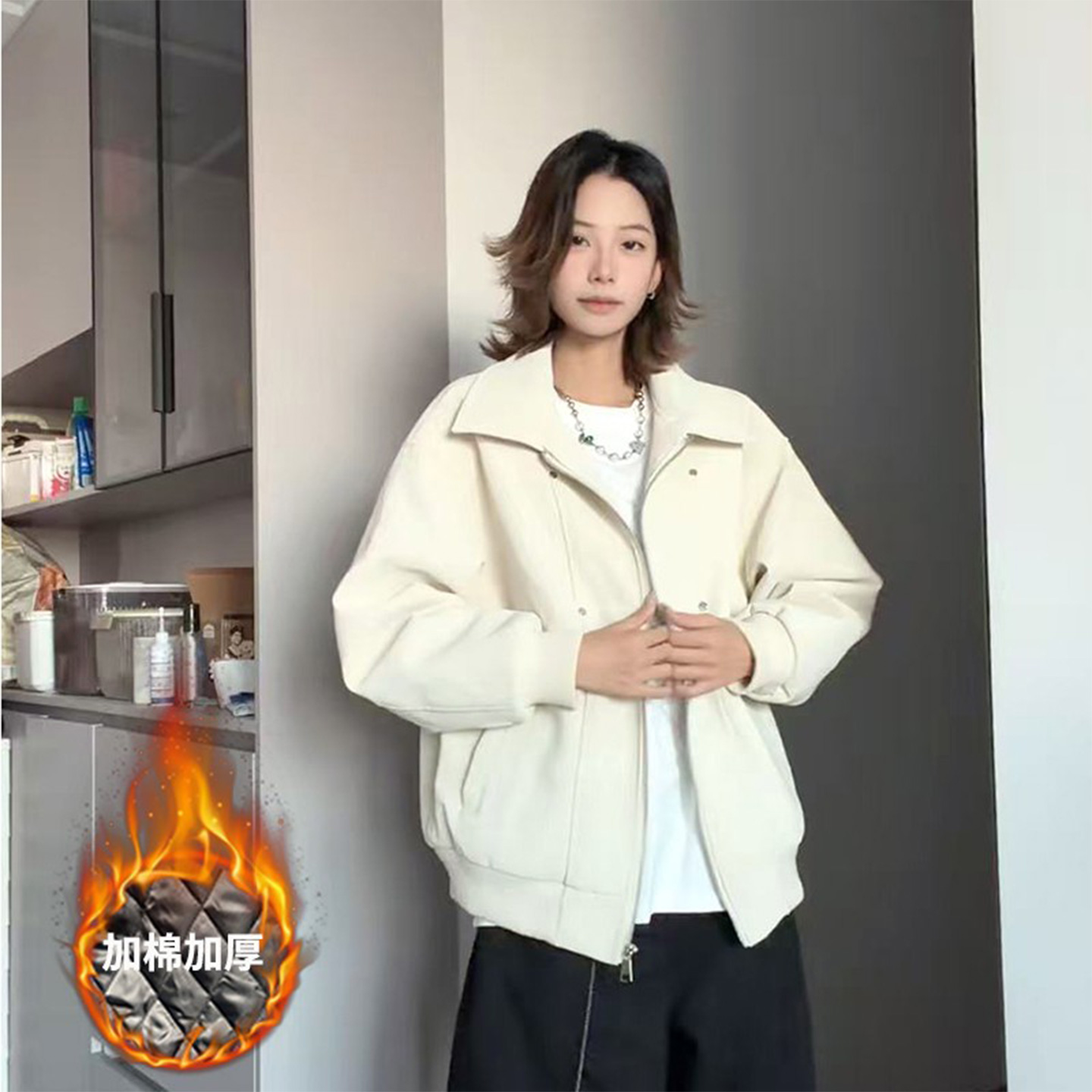 冬季防风免洗PU皮夹克棉服男外套