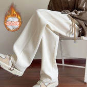 潮牌阔腿裤 雪尼尔休闲裤 子垂感直筒长裤 宽松大码 男冬季 加绒加厚裤