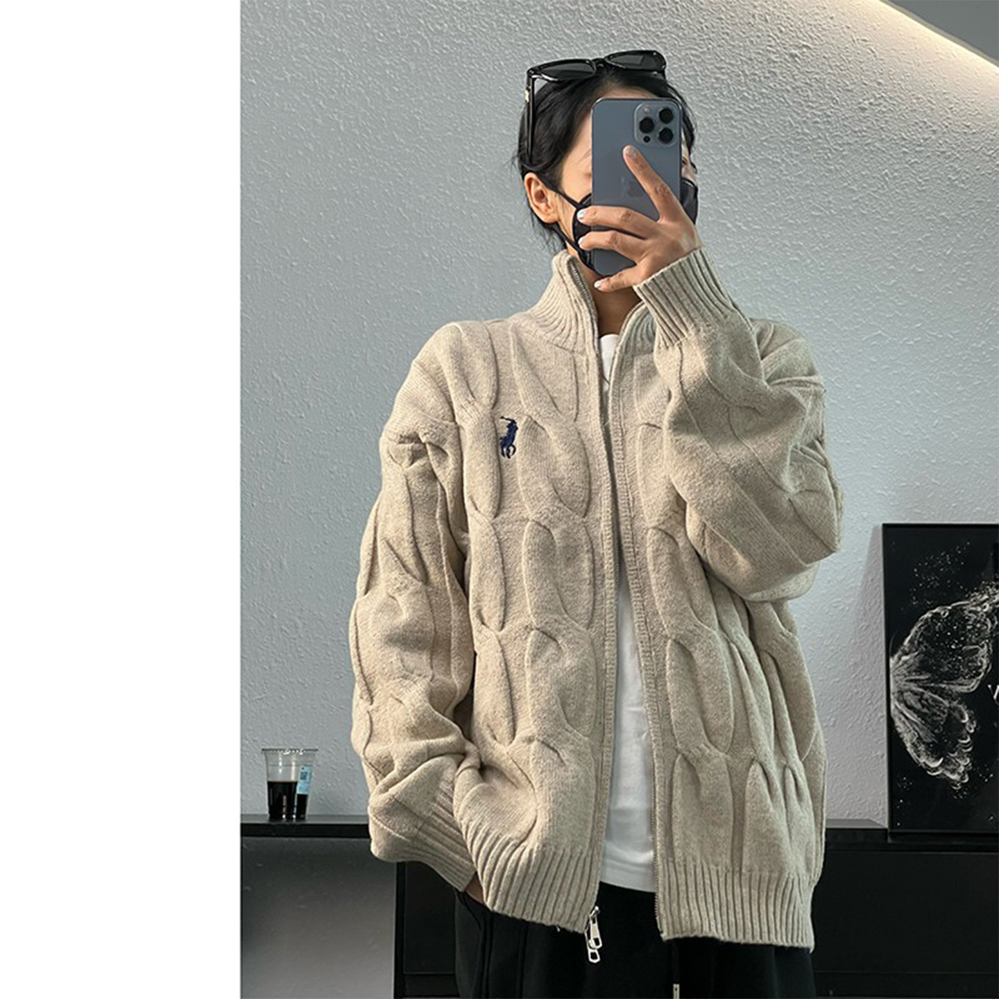 高级感麻花纹理毛衣男潮牌刺绣