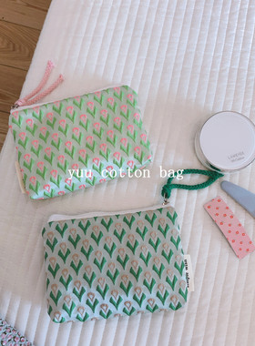 【YUU布包】清新帆布零钱包卡包迷你拉链小布袋口红耳机收纳袋