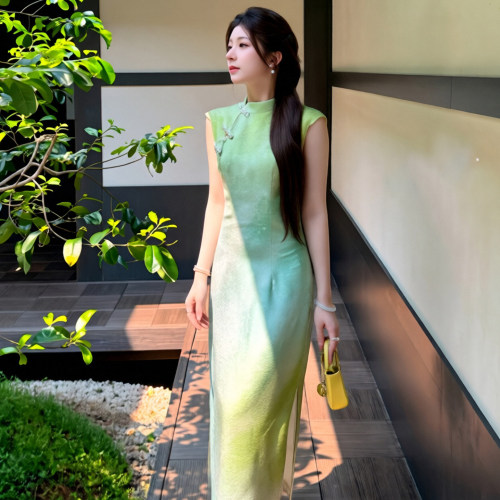 真丝独家桑蚕丝国风改良旗袍女夏气质新中式连衣裙新中式女