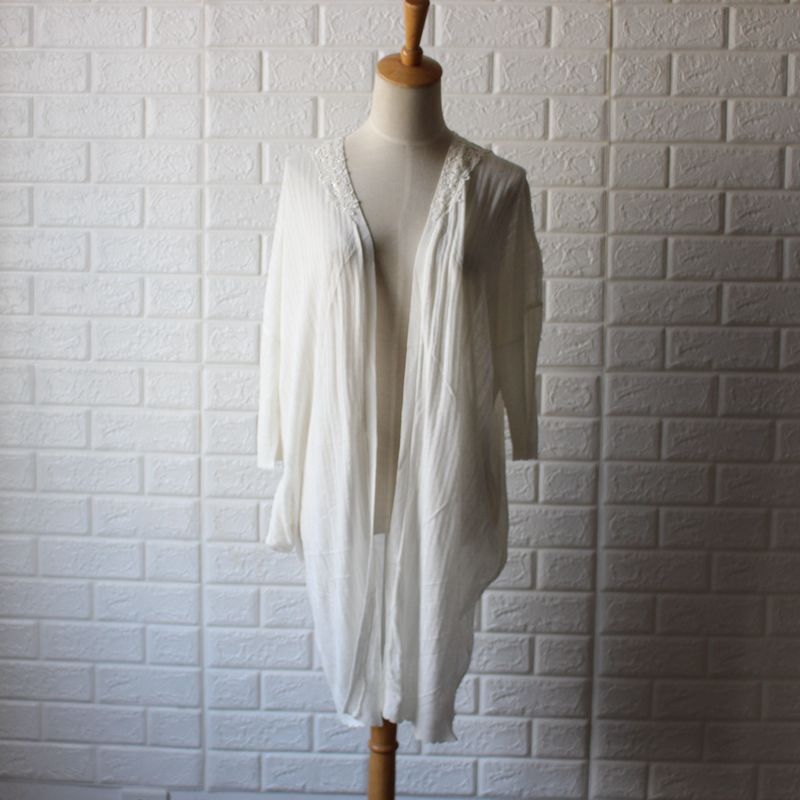 日单蕾丝花边拼接针织开衫