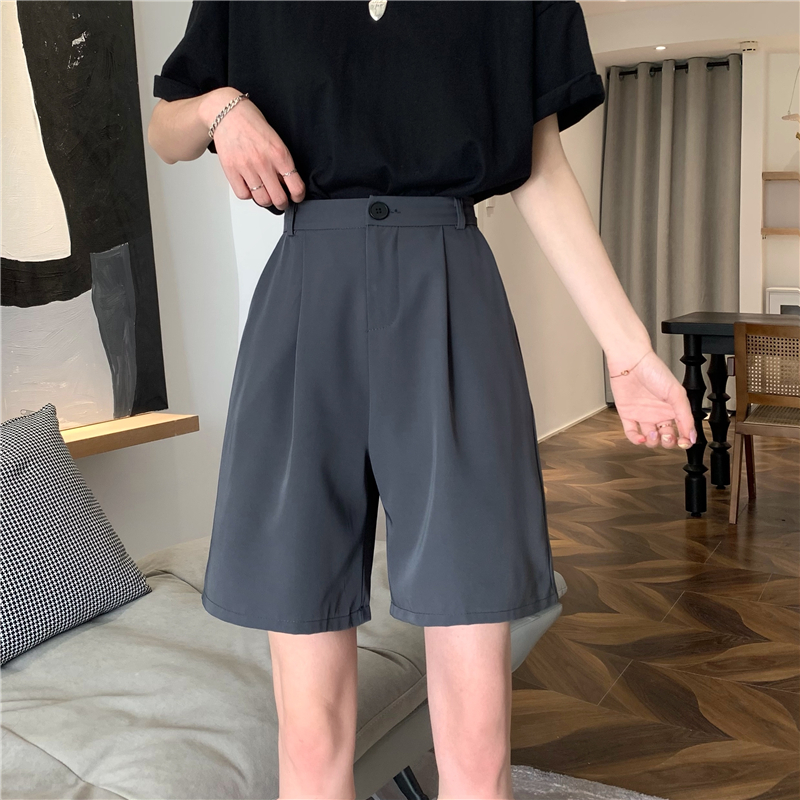 Real price 2021 summer Korean casual Capris women's loose High Waist Wide Leg shorts