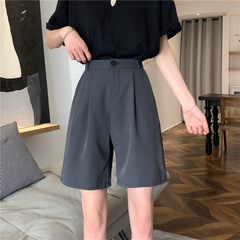 Real price 2021 summer Korean casual Capris women's loose High Waist Wide Leg shorts