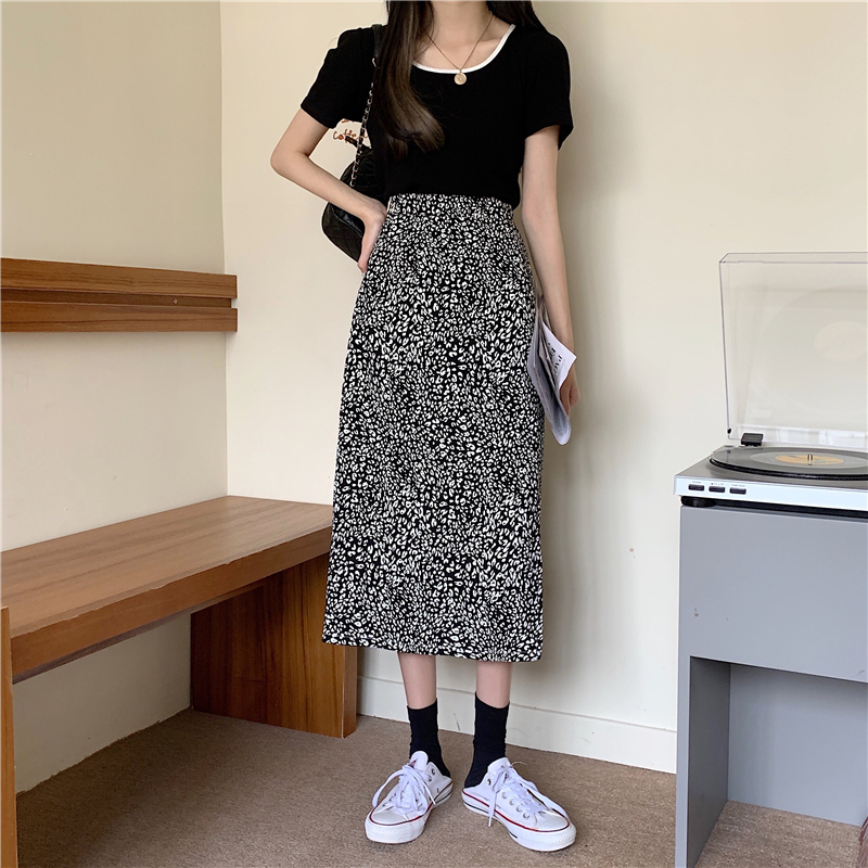 Real price new chic high waist leopard skirt