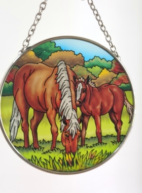 孤品清仓！出口amia双马马年彩色玻璃挂件外贸尾货收藏纪念