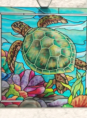 清仓！海龟缤纷外贸尾货AMIA彩绘玻璃挂牌壁饰家居摆件生日礼物