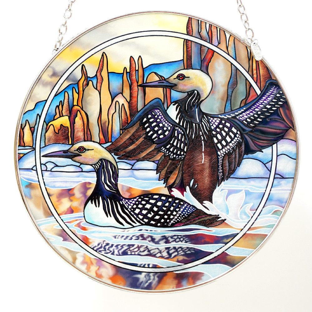 精致 宛若仙境鸭子大号圆形美国ami*立线彩绘玻璃 圣诞生日礼物