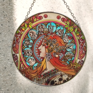 穆夏Mucha黄道十二宫AMIA彩色玻璃挂牌壁饰家居摆件艺术 清仓