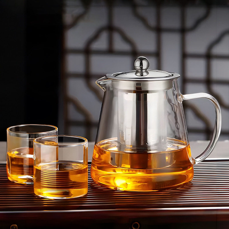 玻璃茶壶家用过滤泡茶器耐高温花茶壶单壶功夫茶具套装四方煮