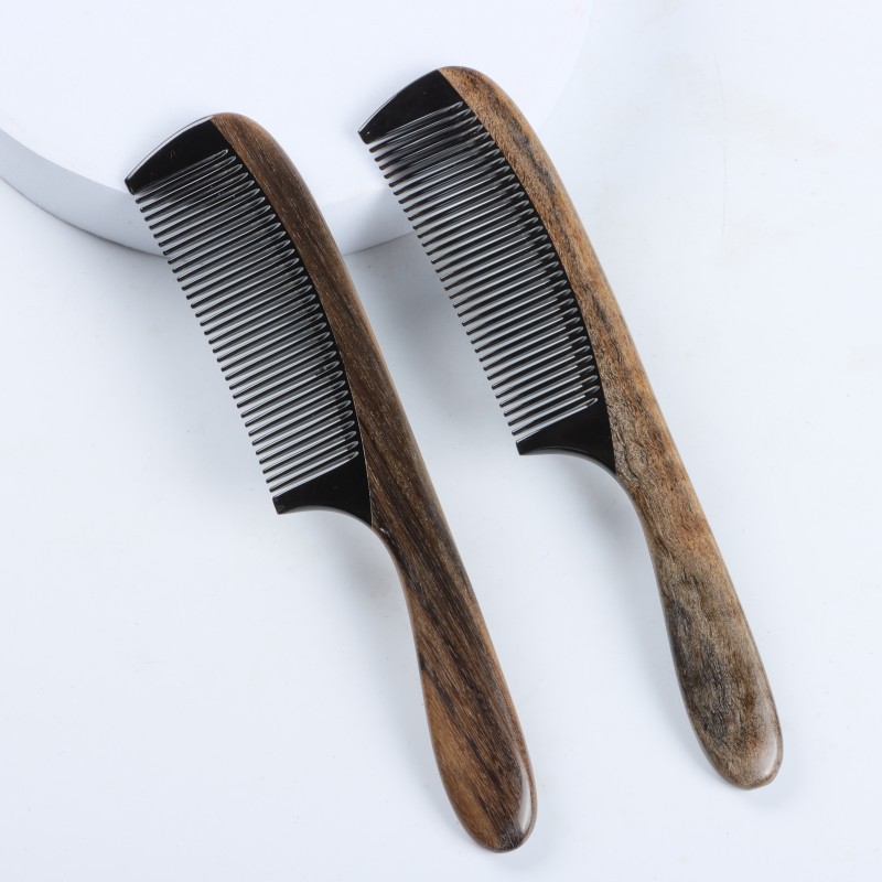 沉贵宝拼牛角梳长柄按直发梳实用木梳子厂家