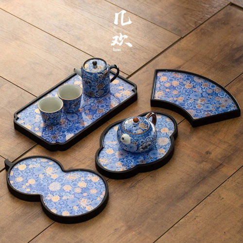 几欢茶盘干泡盘茶台壶承小型中式国潮功夫茶具配件复古竹制茶