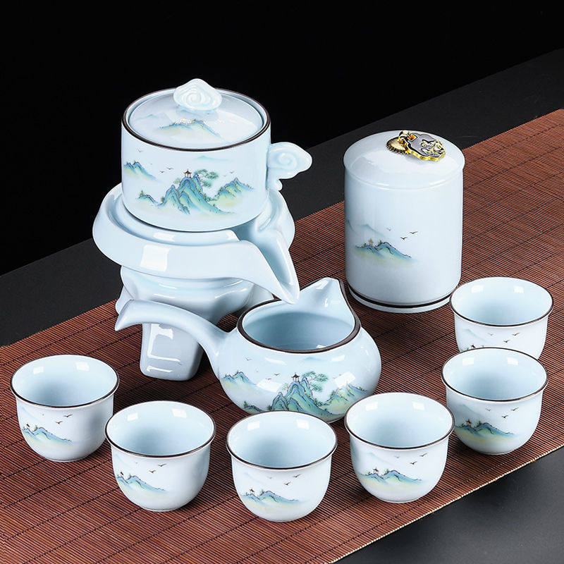 自动茶具套装家用办公懒人泡茶器新款茶壶杯全套茶盘台一整套