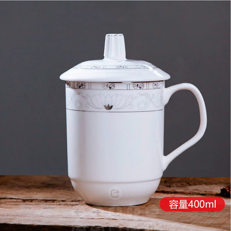 景德镇传统陶瓷杯 创意杯子白色陶瓷茶杯办公杯带手柄 泡茶水杯
