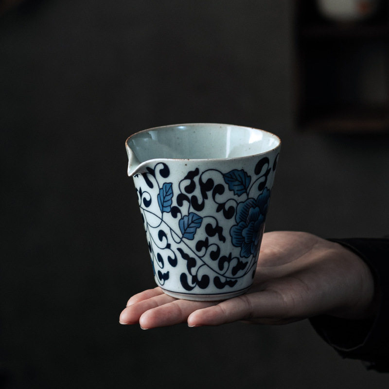 青花瓷公道杯复古大号陶瓷公杯匀杯分茶器茶具配件