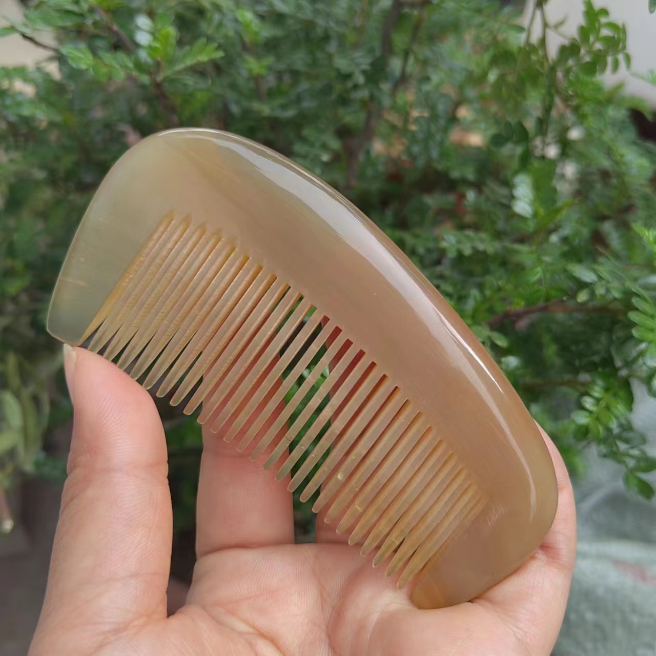 天然牛角梳加厚牛角小胖梳绵羊角梳子按梳经络包包梳刮痧板