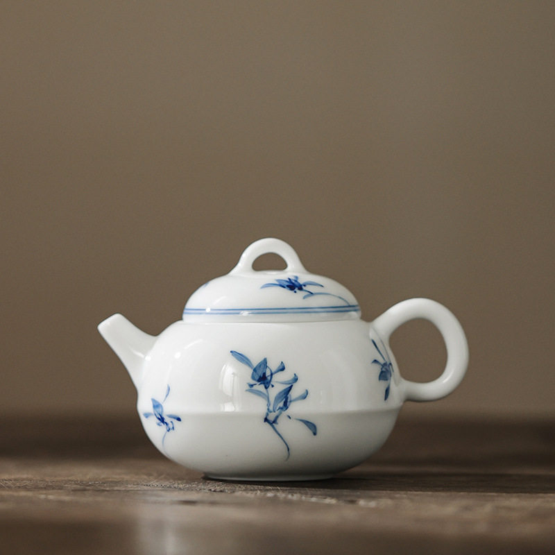 纯手绘蝴蝶兰花小如壶中式茶壶泡茶器内置过滤陶瓷功夫茶具单壶
