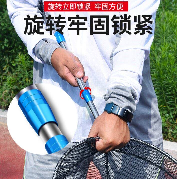 伸缩杆牢固抄网头加固网圈捞网全套不变形加粗可组合耐用网兜细眼