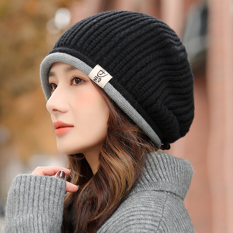 帽子女款保暖秋冬季毛线线帽2025新款显脸小针织帽卷边洋派1214r