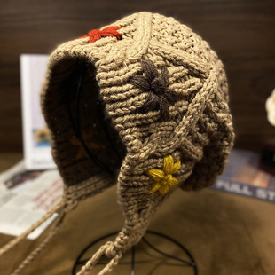 帽子女款秋冬季手工编制毛线帽保暖包头帽2025新款洋气针织堆堆帽