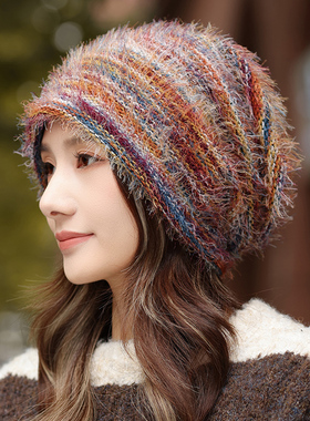 秋冬季堆堆帽子女款保暖防寒针织帽2025新款时尚大头围显脸1128n