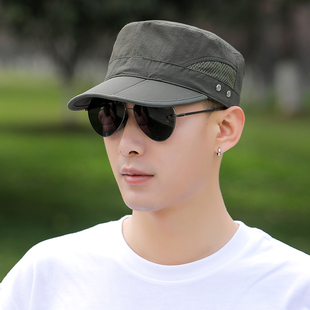 帽子男夏季防晒遮阳帽速干薄款凉帽春季男士平顶帽户外太阳鸭舌帽