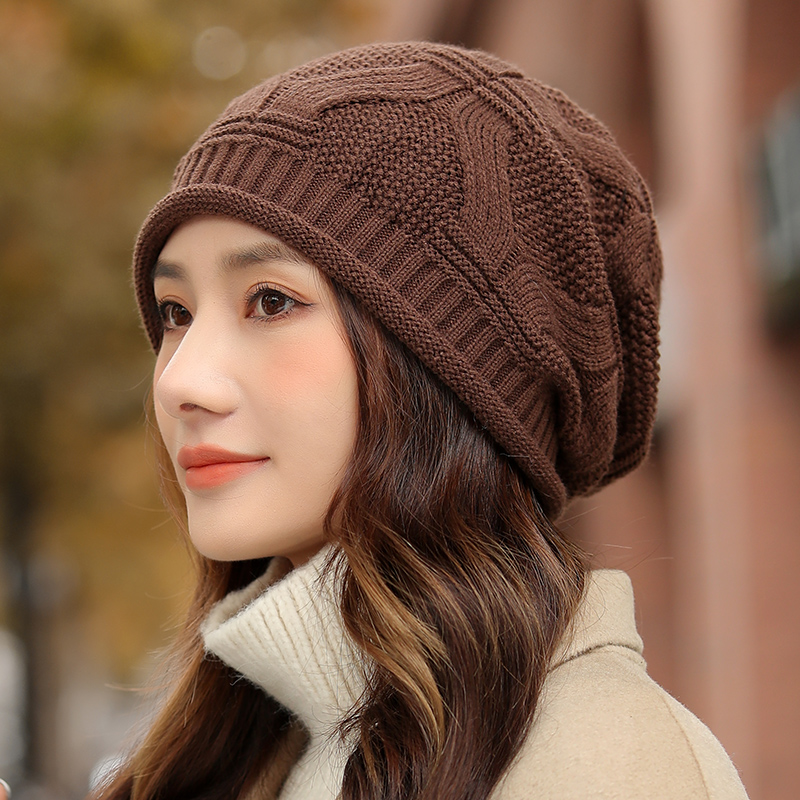 秋冬季保暖防寒毛线帽护耳堆堆帽