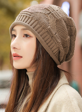 秋冬季帽子女士2025新款防寒针织帽包头冷帽保暖堆堆帽显脸1128n
