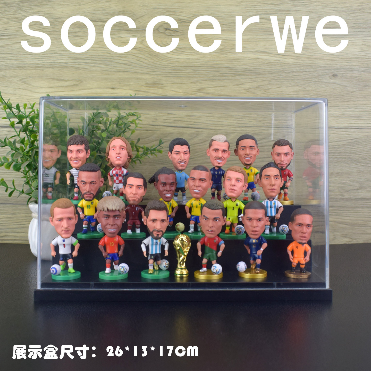 2026世界杯公仔礼物足球手办梅西C罗明星球员模型摆件 彩票店装饰