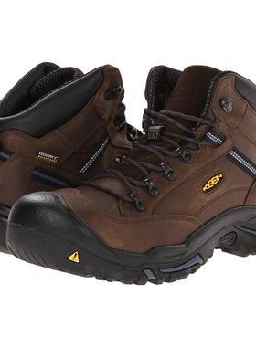 代购KEEN Braddock男士工装鞋防水防滑保暖户外靴中帮系带工作靴