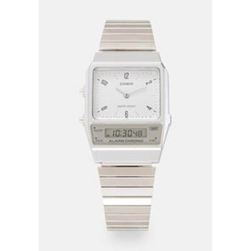 代购卡西欧男士腕表计时闹钟日期秒表金属钢带方形白色商务日常