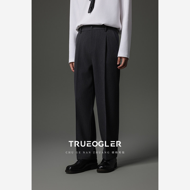 垂感挺阔加厚休闲裤男直筒宽松