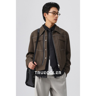 储格 新款 大斜纹短款 25春季 明辑线宽松休闲上衣 夹克外套男美式