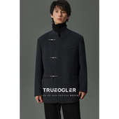 新中式 储格 重磅850g双面剪绒羊毛呢子夹克外套男立领盘扣上衣