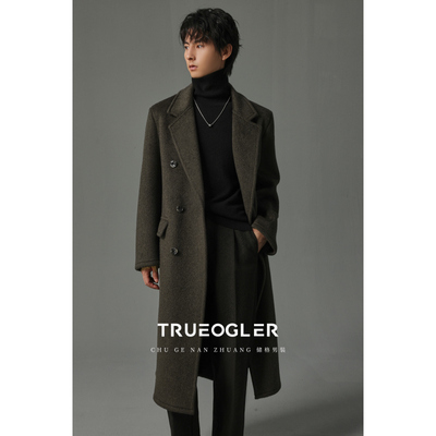 老钱风重磅加厚羊毛双面呢大衣男