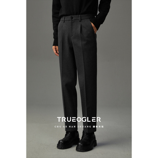 男日系西裤 男士 帅气坠感西装 宽松男裤 毛呢休闲裤 裤 直筒 储格