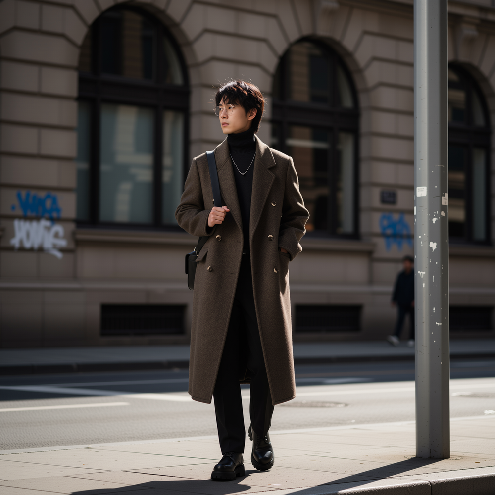 重磅加厚羊毛双面呢子大衣男