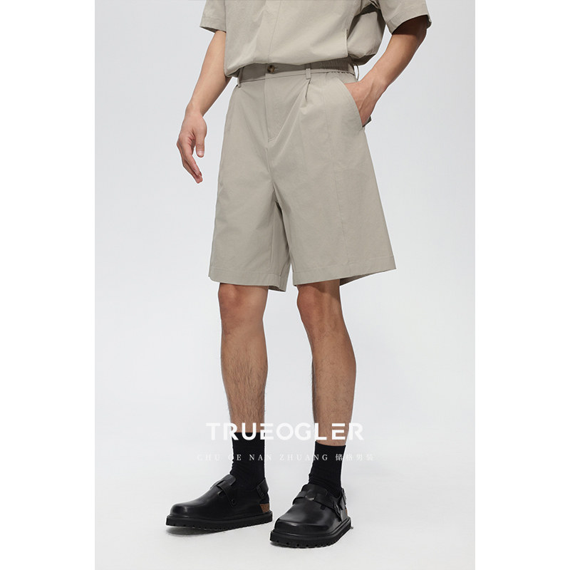 【储格】拼接单褶休闲五分裤男轻薄弹力宽松直筒5分短裤百搭透气,男装,短裤,淘宝优惠券,粉丝福利购,淘宝优惠卷