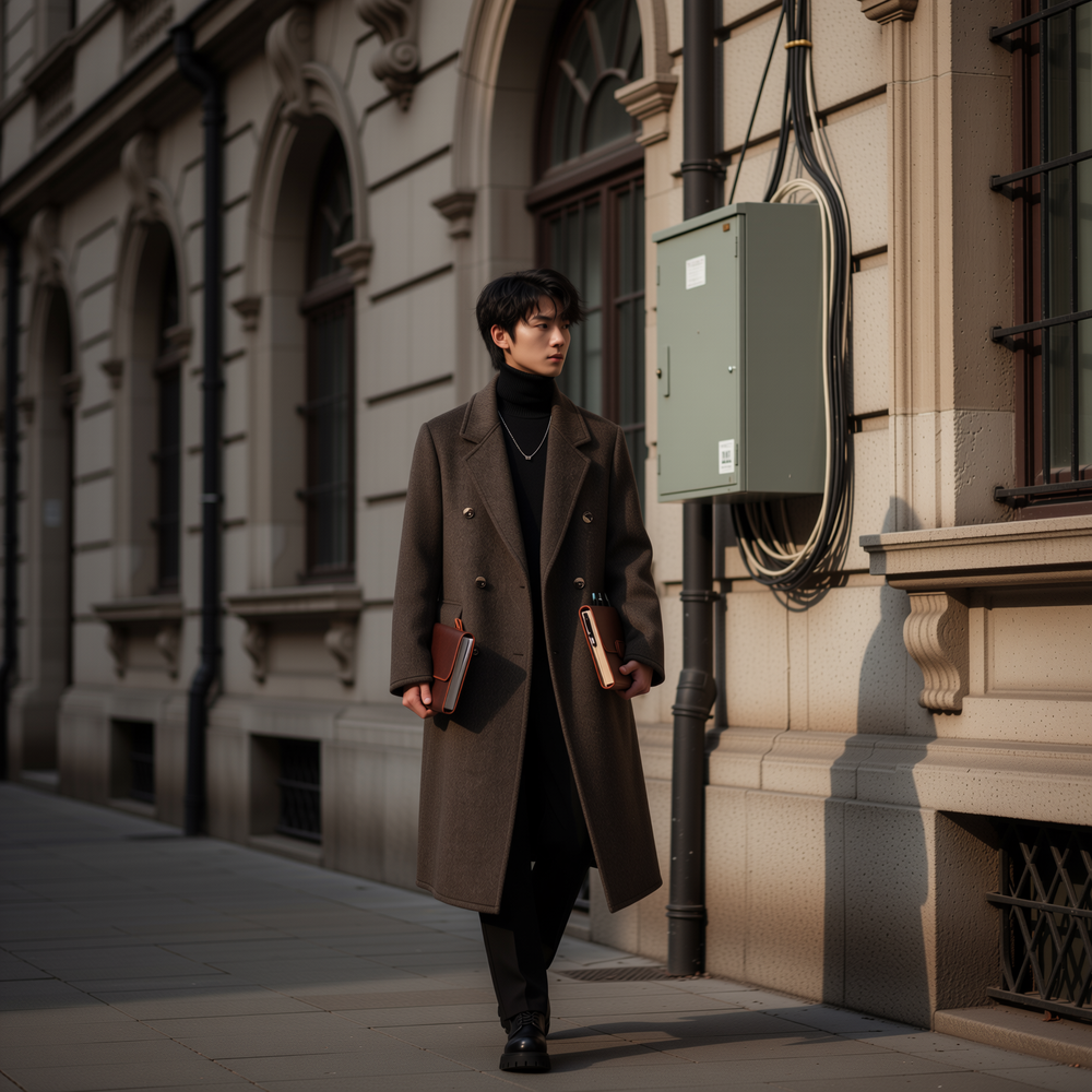 重磅加厚羊毛双面呢子大衣男