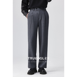 裤 宽松休闲男松紧腰单褶设计西装 男士 25春季 子时尚 垂感裤 储格